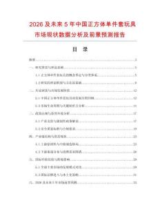2026及未來5年中國正方體單件套玩具市場現狀數據分析及前景預測報告