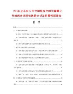 2026及未來5年中國核級中間引漏截止節流閥市場現狀數據分析及前景預測報告