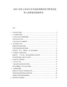 2025-2030小家電行業(yè)市場(chǎng)深度解讀的不斷變化趨勢(shì)與品牌建設(shè)戰(zhàn)略研究