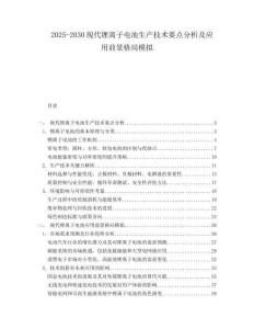 2025-2030現(xiàn)代鋰離子電池生產(chǎn)技術(shù)要點(diǎn)分析及應(yīng)用前景格局模擬