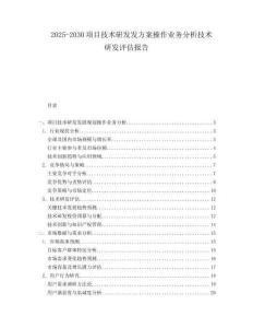 2025-2030項(xiàng)目技術(shù)研發(fā)發(fā)方案操作業(yè)務(wù)分析技術(shù)研發(fā)評(píng)估報(bào)告