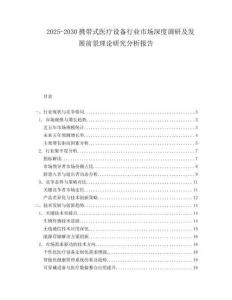 2025-2030攜帶式醫(yī)療設(shè)備行業(yè)市場(chǎng)深度調(diào)研及發(fā)展前景理論研究分析報(bào)告