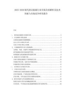 2025-2030現(xiàn)代清潔能源行業(yè)市場(chǎng)全面解析及技術(shù)突破與市場(chǎng)競(jìng)爭(zhēng)研究報(bào)告