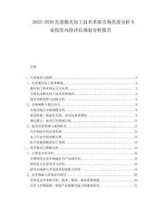 2025-2030先進激光加工技術(shù)革新市場供需分析專業(yè)投資風險評估規(guī)劃分析報告