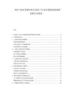 2025-2030詳細分析石油化工行業(yè)市場現(xiàn)狀深度研究報告及投資