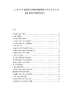 2025-2030消費(fèi)品品牌全球化戰(zhàn)略發(fā)展研究及市場(chǎng)前景投資價(jià)值展望報(bào)告