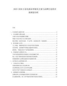 2025-2030小家電新品智能化方案與品牌打造的市場(chǎng)規(guī)劃分析