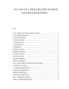 2025-2030先進(jìn)工業(yè)機(jī)器人搬運(yùn)系統(tǒng)行業(yè)市場(chǎng)供需分析及投資發(fā)展前景咨詢報(bào)告