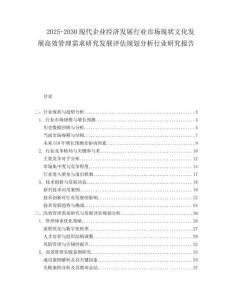 2025-2030現(xiàn)代企業(yè)經(jīng)濟發(fā)展行業(yè)市場現(xiàn)狀文化發(fā)展高效管理需求研究發(fā)展評估規(guī)劃分析行業(yè)研究報告