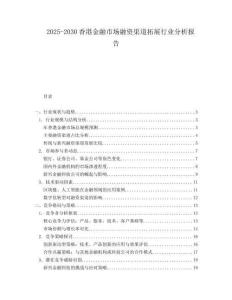 2025-2030香港金融市場融資渠道拓展行業(yè)分析報告