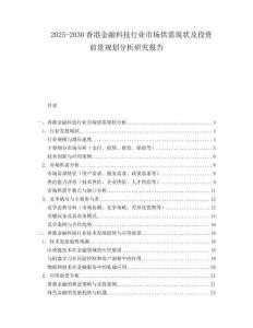2025-2030香港金融科技行業(yè)市場供需現(xiàn)狀及投資前景規(guī)劃分析研究報告
