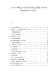 2025-2030先進半導體晶圓制造設備行業(yè)市場調研及核心部件國產(chǎn)化規(guī)劃