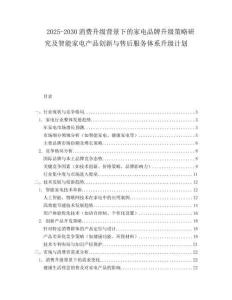 2025-2030消費(fèi)升級(jí)背景下的家電品牌升級(jí)策略研究及智能家電產(chǎn)品創(chuàng)新與售后服務(wù)體系升級(jí)計(jì)劃