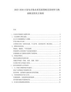 2025-2030小家電市場(chǎng)未來(lái)發(fā)展策略及原材料與物流配送優(yōu)化方案制