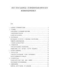 2025-2030先進制造工藝領域調(diào)研創(chuàng)新思維布局突破戰(zhàn)略規(guī)劃綱要報告
