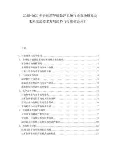 2025-2030先進(jìn)的超導(dǎo)磁懸浮系統(tǒng)行業(yè)市場(chǎng)研究及未來(lái)交通技術(shù)發(fā)展趨勢(shì)與投資機(jī)會(huì)分析