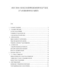2025-2030小家電行業(yè)消費(fèi)需求深度研究及產(chǎn)品設(shè)計(jì)與市場(chǎng)拓展研究計(jì)劃報(bào)告