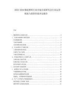2025-2030橡膠塑料行業市場全面研究及行業運營狀況與投資價值評定報告
