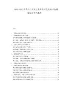 2025-2030消費(fèi)品行業(yè)現(xiàn)狀供需分析及投資評估規(guī)劃發(fā)展研究報告