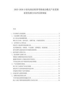 2025-2030小家電商品檢查考察成功模式產(chǎn)品更新前景發(fā)展方向評估簡體版