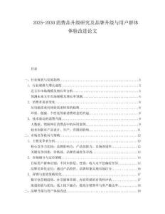 2025-2030消費(fèi)品升級(jí)研究及品牌升級(jí)與用戶群體體驗(yàn)改進(jìn)論文