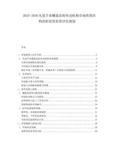 2025-2030先進(jìn)手表螺旋齒輪傳動(dòng)機(jī)構(gòu)市場(chǎng)供需結(jié)構(gòu)剖析投資前景評(píng)估規(guī)劃