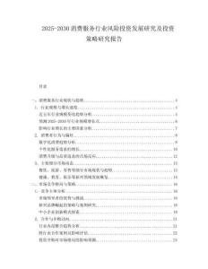 2025-2030消費服務(wù)行業(yè)風(fēng)險投資發(fā)展研究及投資策略研究報告