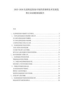 2025-2030先進(jìn)制造裝備市場供需調(diào)研技術(shù)發(fā)展趨勢行業(yè)前瞻規(guī)劃報告