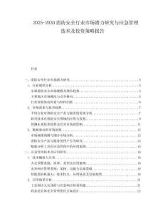2025-2030消防安全行業(yè)市場潛力研究與應(yīng)急管理技術(shù)及投資策略報(bào)告