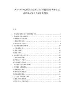 2025-2030現(xiàn)代清潔能源行業(yè)市場(chǎng)供需現(xiàn)狀評(píng)估技術(shù)進(jìn)步與發(fā)展規(guī)劃分析報(bào)告