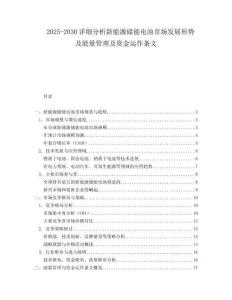 2025-2030詳細分析新能源儲能電池市場發(fā)展形勢及能量管理及資金運作條文