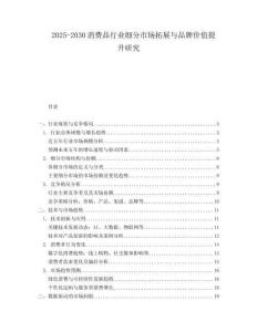 2025-2030消費(fèi)品行業(yè)細(xì)分市場拓展與品牌價(jià)值提升研究