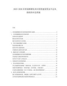 2025-2030鄉(xiāng)村道路硬化項(xiàng)目投資建設(shè)資金不足風(fēng)險(xiǎn)防控應(yīng)急預(yù)案