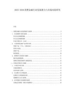 2025-2030消費(fèi)金融行業(yè)發(fā)展?jié)摿εc市場(chǎng)風(fēng)險(xiǎn)研究