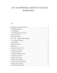 2025-2030消費級機器人市場分析及產(chǎn)品形態(tài)與渠道策略研究報告