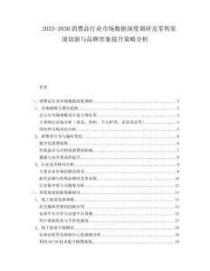 2025-2030消費(fèi)品行業(yè)市場(chǎng)數(shù)據(jù)深度調(diào)研及零售渠道創(chuàng)新與品牌形象提升策略分析