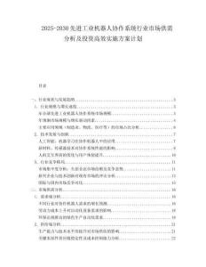 2025-2030先進(jìn)工業(yè)機(jī)器人協(xié)作系統(tǒng)行業(yè)市場(chǎng)供需分析及投資高效實(shí)施方案計(jì)劃