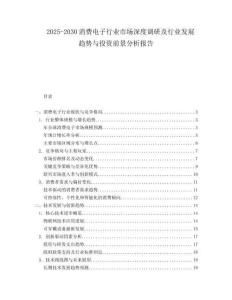 2025-2030消費電子行業(yè)市場深度調研及行業(yè)發(fā)展趨勢與投資前景分析報告