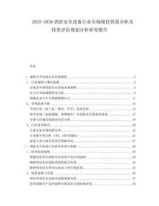 2025-2030消防安全設(shè)備行業(yè)市場現(xiàn)狀供需分析及投資評估規(guī)劃分析研究報告