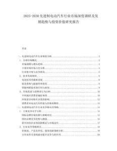 2025-2030先進制電動汽車行業(yè)市場深度調(diào)研及發(fā)展趨勢與投資價值研究報告