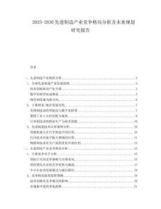 2025-2030先進制造產業(yè)競爭格局分析及未來規(guī)劃研究報告