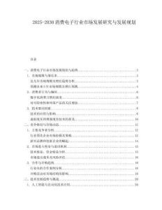 2025-2030消費電子行業(yè)市場發(fā)展研究與發(fā)展規(guī)劃
