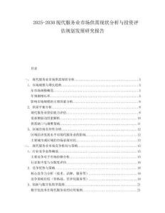 2025-2030現代服務業市場供需現狀分析與投資評估規劃發展研究報告