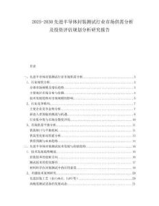 2025-2030先進半導體封裝測試行業市場供需分析及投資評估規劃分析研究報告