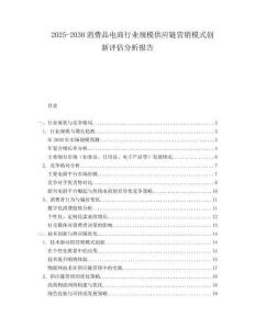 2025-2030消費品電商行業(yè)規(guī)模供應(yīng)鏈營銷模式創(chuàng)新評估分析報告
