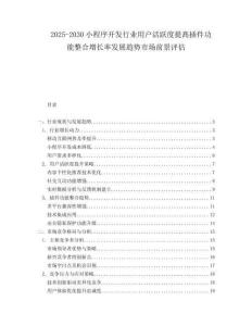 2025-2030小程序開發(fā)行業(yè)用戶活躍度提髙插件功能整合增長(zhǎng)率發(fā)展趨勢(shì)市場(chǎng)前景評(píng)估