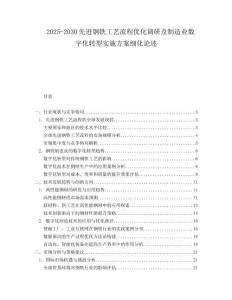 2025-2030先進(jìn)鋼鐵工藝流程優(yōu)化調(diào)研及制造業(yè)數(shù)字化轉(zhuǎn)型實(shí)施方案細(xì)化論述