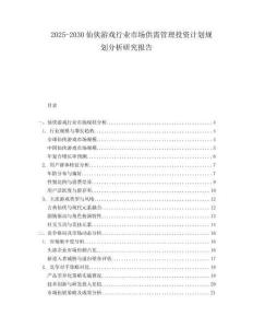 2025-2030仙俠游戲行業(yè)市場供需管理投資計(jì)劃規(guī)劃分析研究報(bào)告