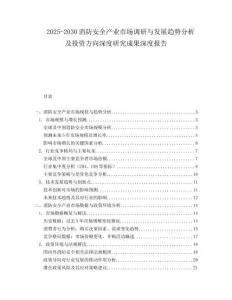 2025-2030消防安全產(chǎn)業(yè)市場調(diào)研與發(fā)展趨勢分析及投資方向深度研究成果深度報告