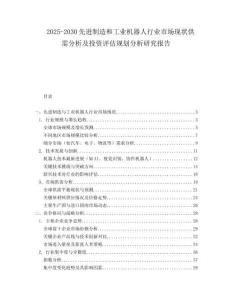 2025-2030先進(jìn)制造和工業(yè)機(jī)器人行業(yè)市場現(xiàn)狀供需分析及投資評估規(guī)劃分析研究報(bào)告